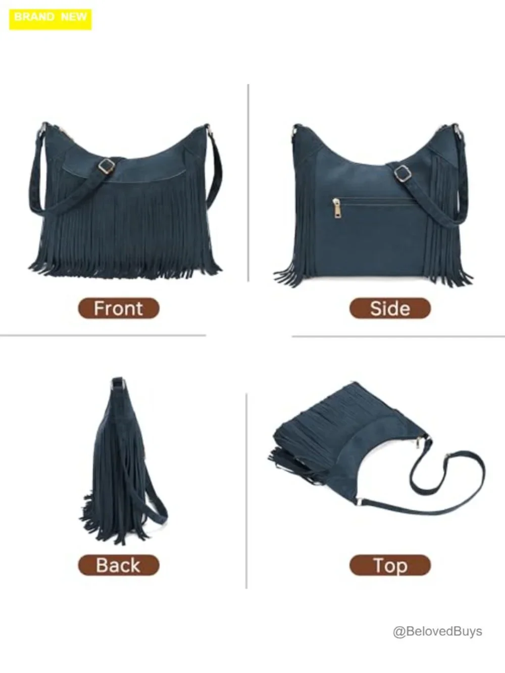 Vintage Suede Hobo Bag Tassel Crossbody Shoulder Purse